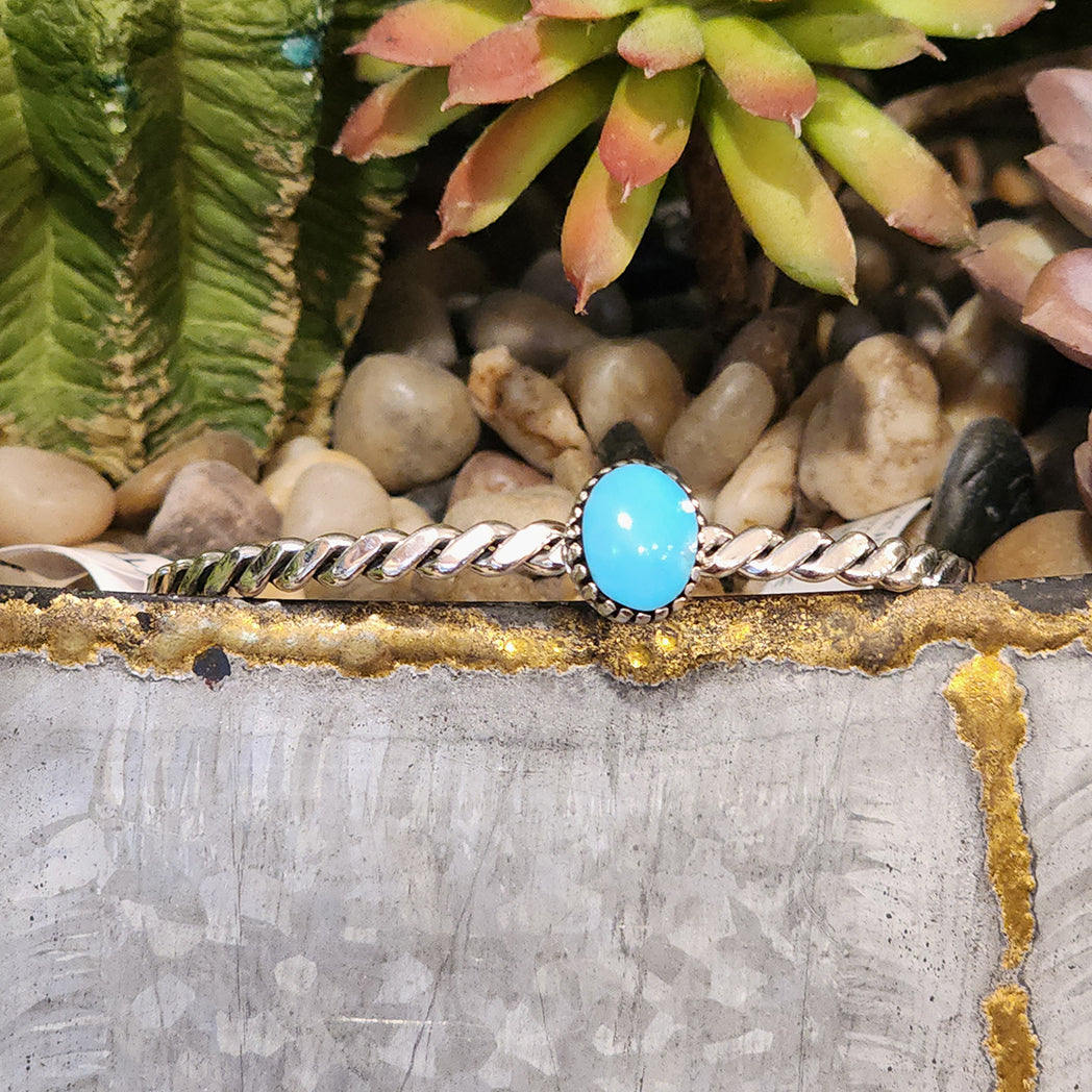 Kingsley Kingman Turquoise Cuff Bracelet - Handmade Sterling Silver Native American Jewelry for Women | Perfect for Boho Fashion, Gift Giving & Special Occasions