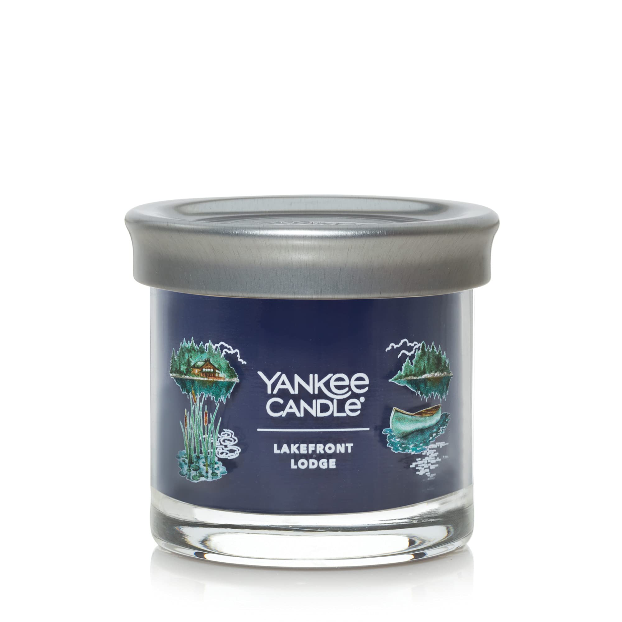 Yankee Candle Lakefront Lodge Scented Candle - 4.3oz Small Tumbler Single Wick, 20+ Hours Burn Time, Vanilla & Cedar Fragrance for Home, Office, Relaxation & Cozy Atmosphere