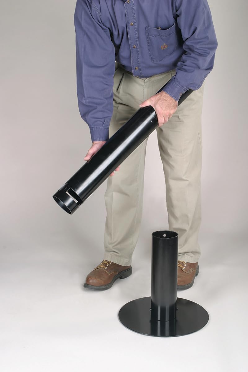 Rubbermaid Commercial Steel Black Round Metal Smoker's Pole - Outdoor Cigarette Butt Receptacle & Ashtray for Offices, Malls, Parks | Durable Smoking Station for Public Spaces & Commercial Areas