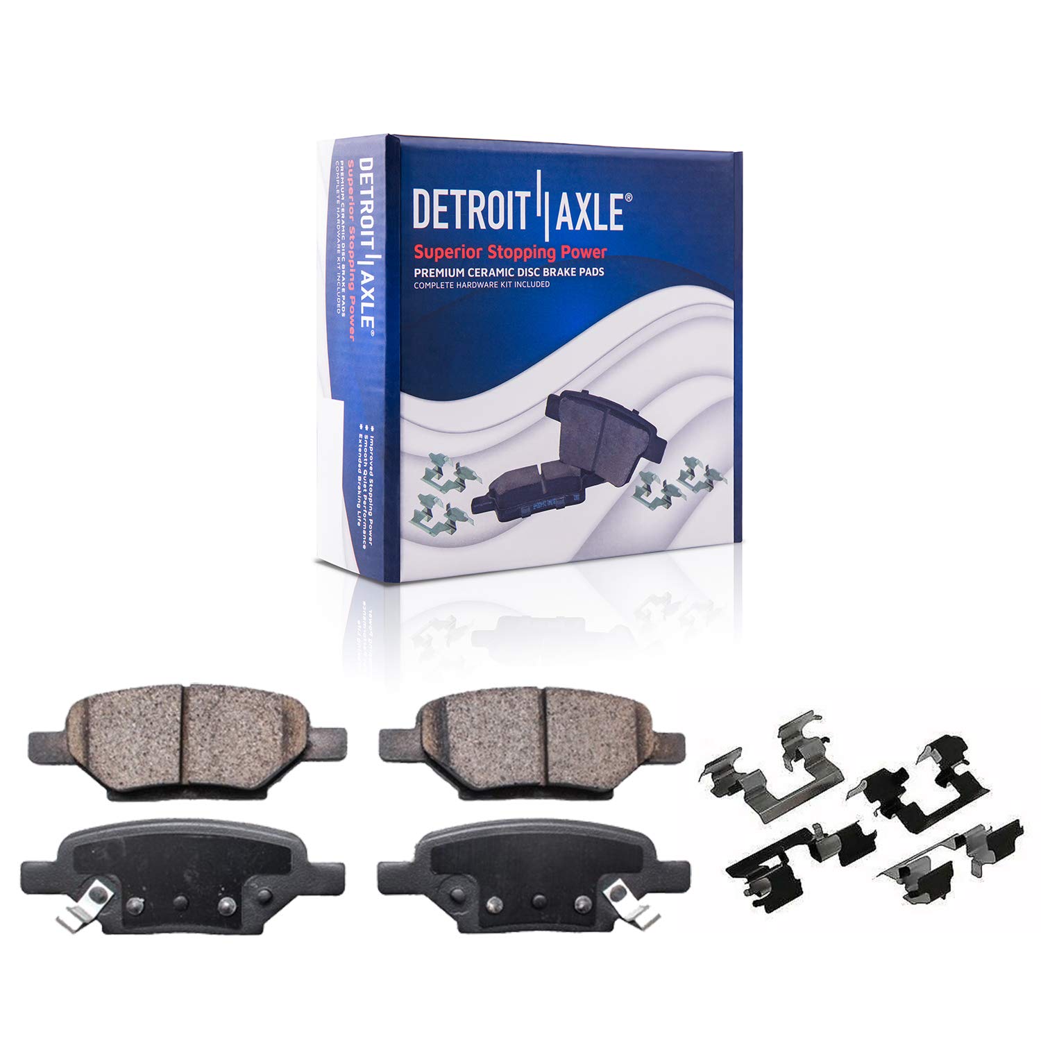 Detroit Axle Rear Brake Kit - Compatible with Chevrolet Malibu HHR Cobalt Saturn Aura Ion Pontiac G6 G5 Pursuit | Disc Brake Caliper & Ceramic Brake Pads Replacement | Perfect for DIY Car Maintenance & Smooth Braking Performance
