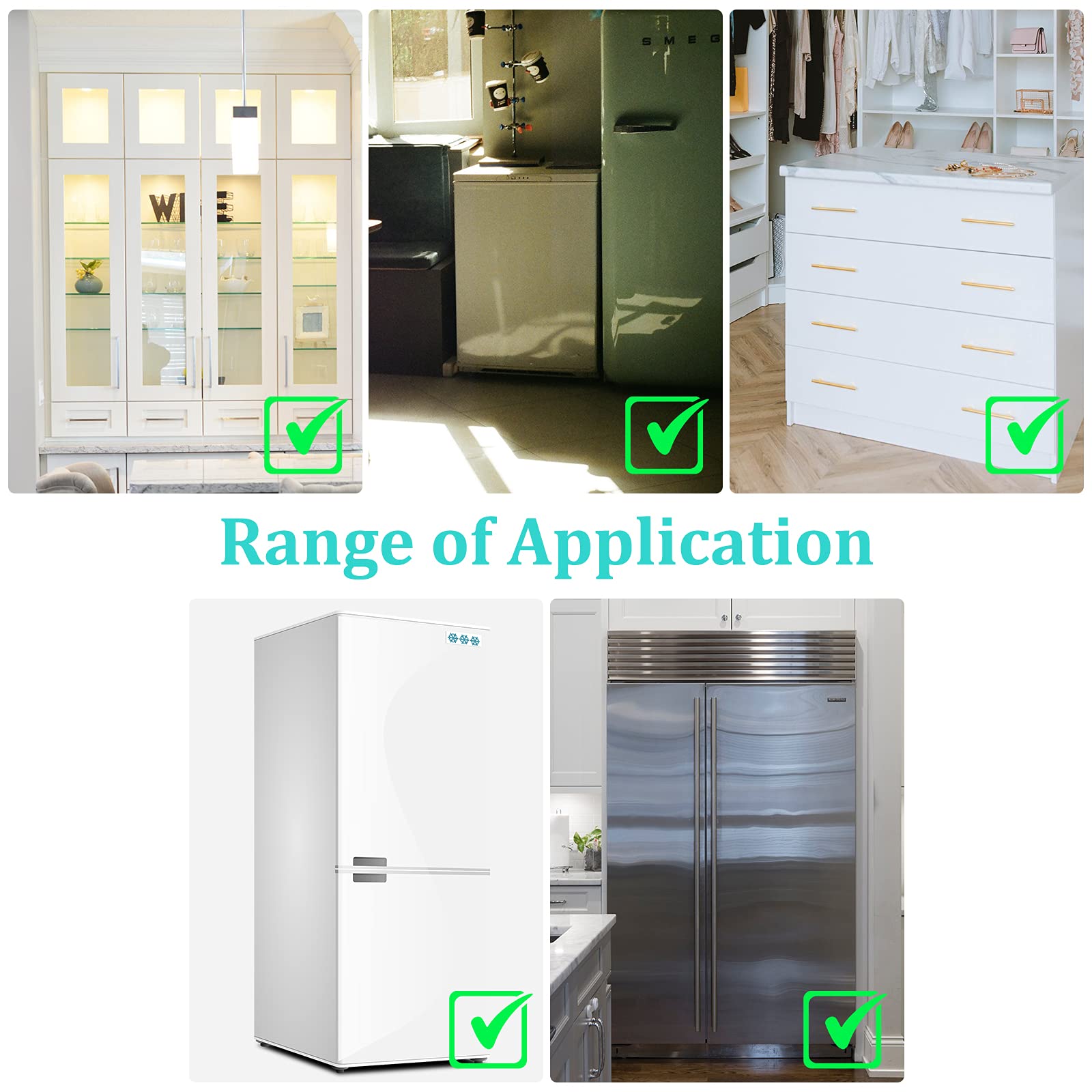 4-Piece Fridge Lock Set with 8 Keys - Child Safety Locks for Refrigerator, Freezer, Cabinets, Sliding Closets, Drawers & Toilet Seats - Durable White Childproofing Solution for Kitchen & Home Safety