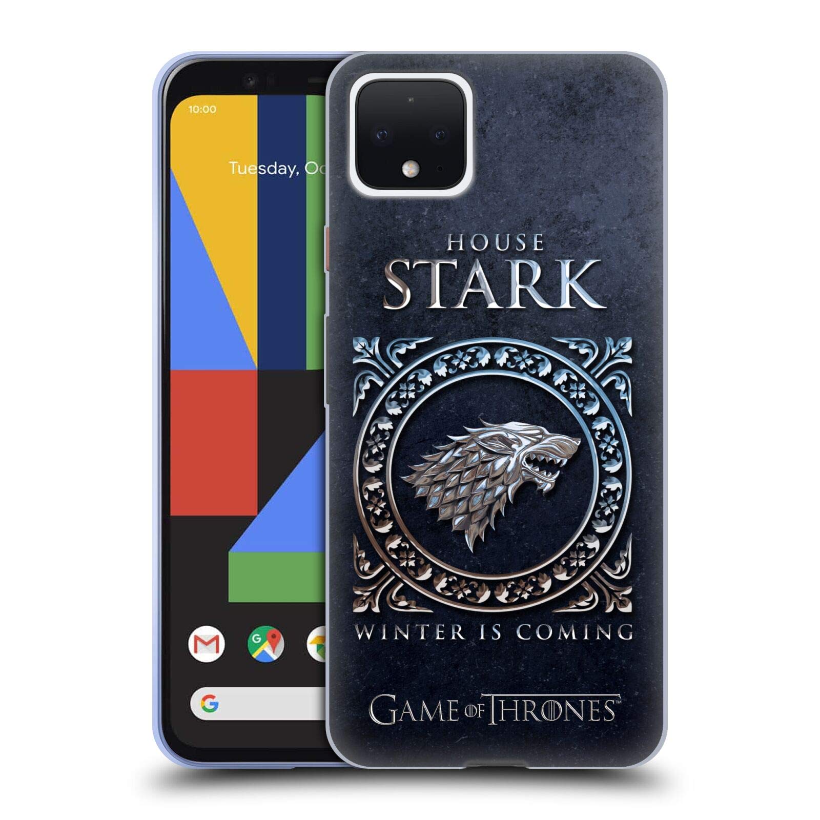 Game of Thrones Stark Case for Google Pixel 4 - HBO Licensed Metallic Design for Fans