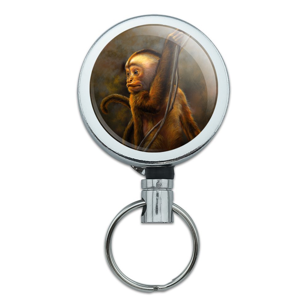 Premium Heavy Duty Metal Retractable ID Badge Holder with Belt Clip - Key Card & Tag Organizer for Capuchin Monkey Organ Grinder Accessories | Perfect for Security Guards, Office Workers & Event Staff