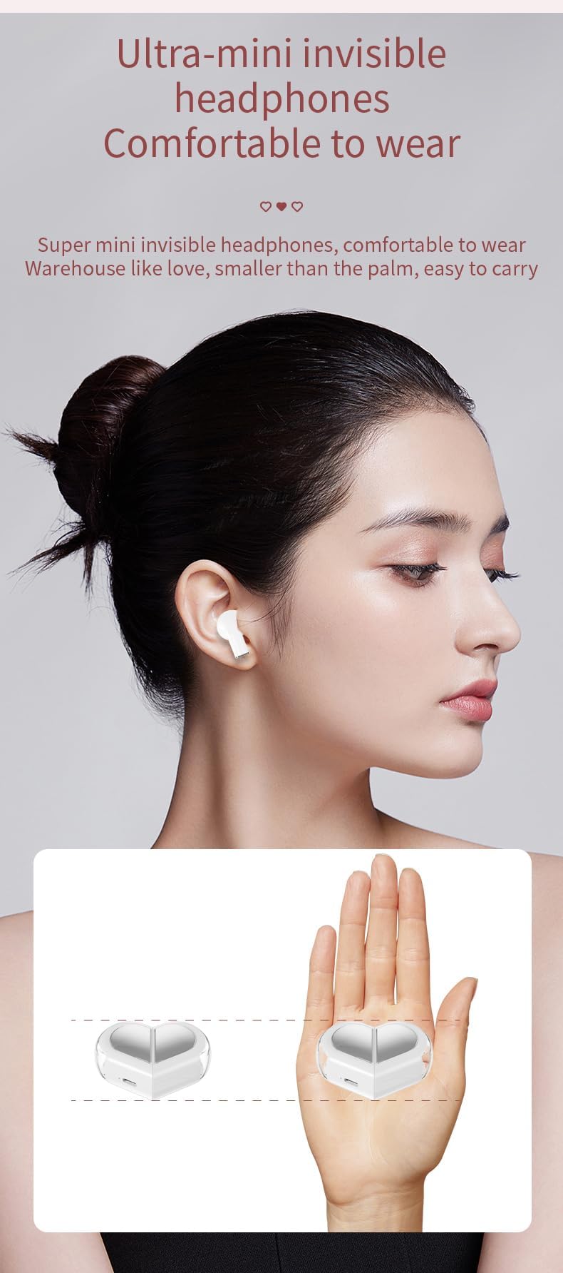 URIZONS Heart-Shaped Wireless Earbuds with Mic, Bluetooth 5.0 TWS In-Ear Headphones for Couples, Valentine's Day Gifts, Sports & Travel - USB-C Charging, Black - Perfect for Gym, Running & Romantic Dates