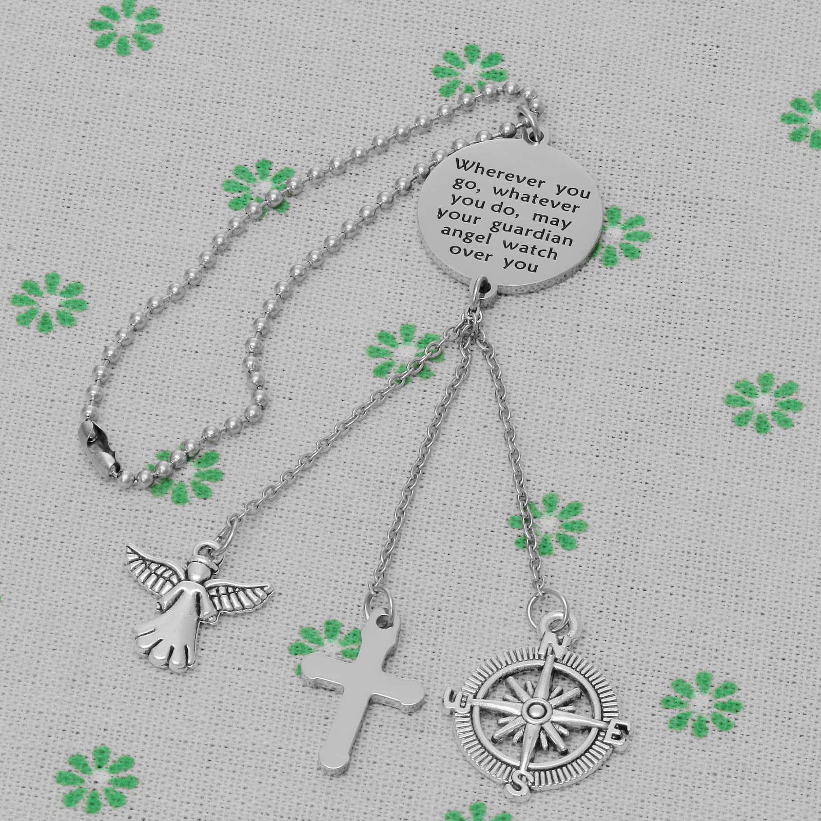 Guardian Angel Cross Car Charm - Rearview Mirror Hanging Ornament for Home & Vehicle Decor