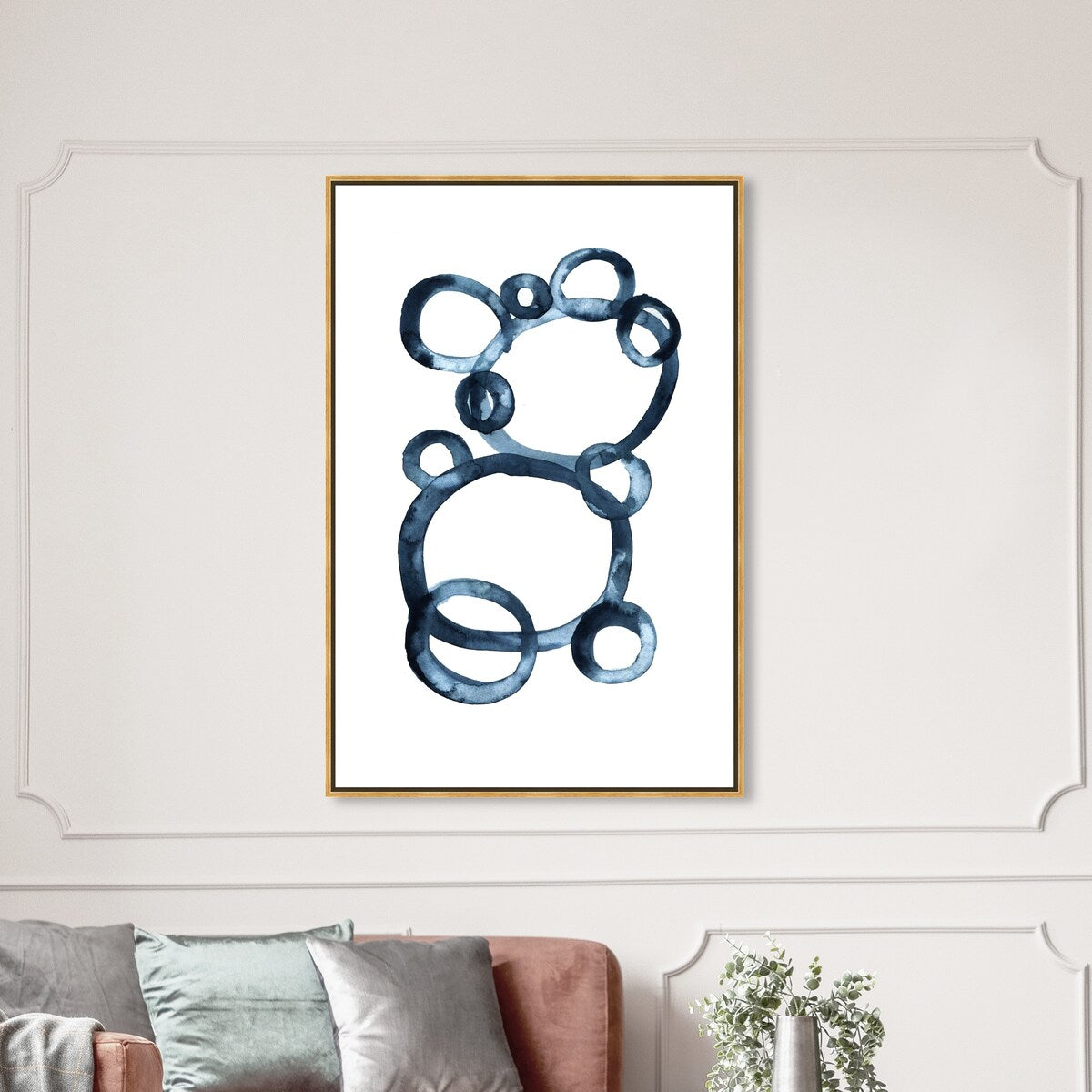 Bear Bubbles Modern Baby Bear Fingerpainted Art - White Framed Canvas Wall Print for Nursery & Boys Room Decor - Perfect for Baby Showers, Kids Bedrooms & Playroom Wall Art