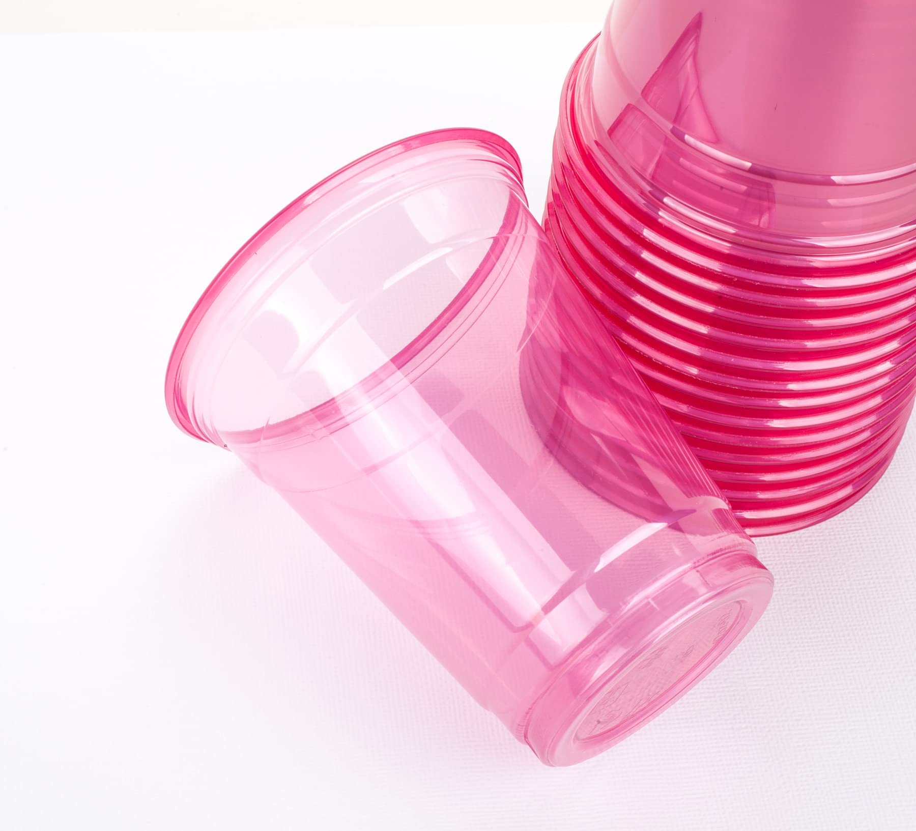 Golden Apple 12oz Plastic Cups with Lids - 50 Sets (50 Cups + 50 Lids) BPA Free, Pink & Red Colors - Perfect for Parties, Picnics, and Office Events