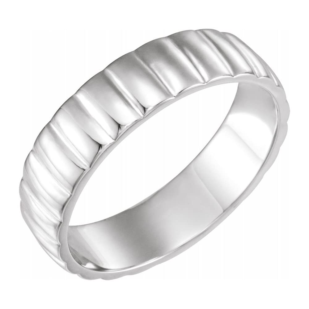The Black Bow 6mm 14K White Gold Polished Grooved Wedding Band for Men and Women