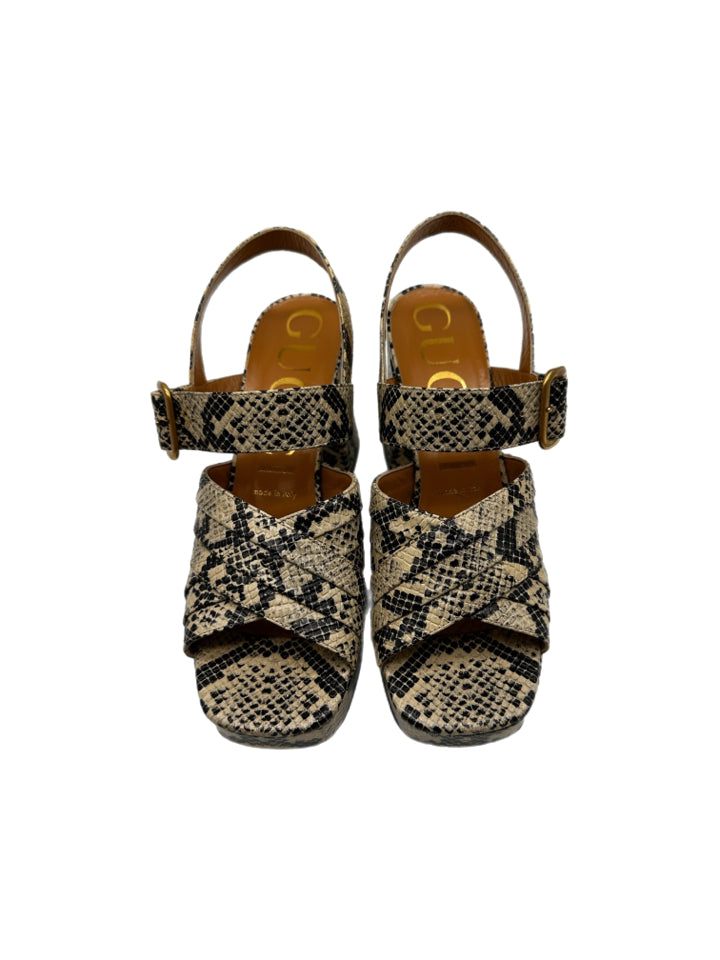Gucci Python Embossed Platform Heels for Women - Size 37 (US 7) - Luxury High Heels for Parties, Weddings & Special Occasions