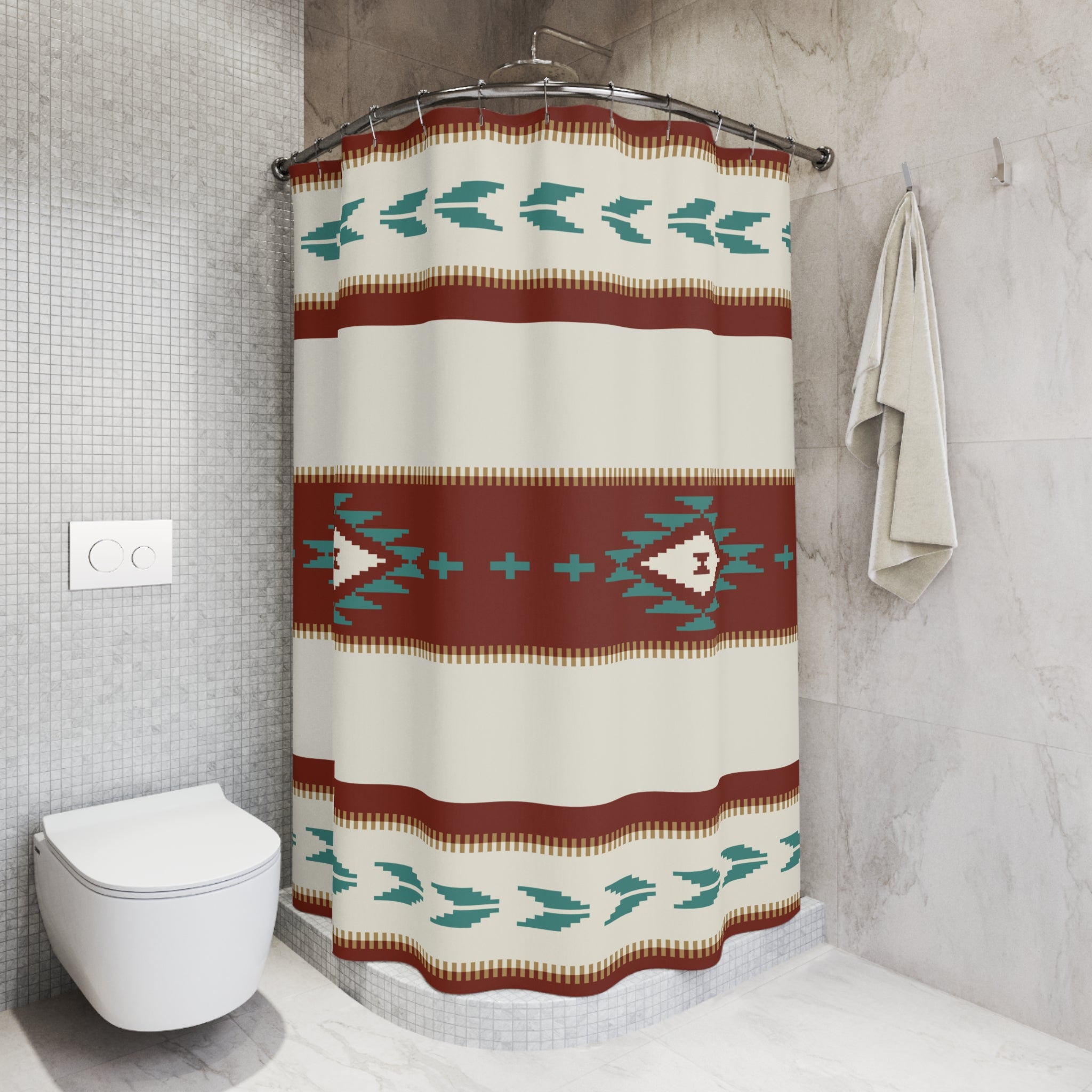 Sedona Falls Southwestern Shower Curtain - 71 x 74 Inch Polyester Bathroom Decor with Rustic Desert Design - Perfect for Southwest Style Bathrooms & Spa Retreats