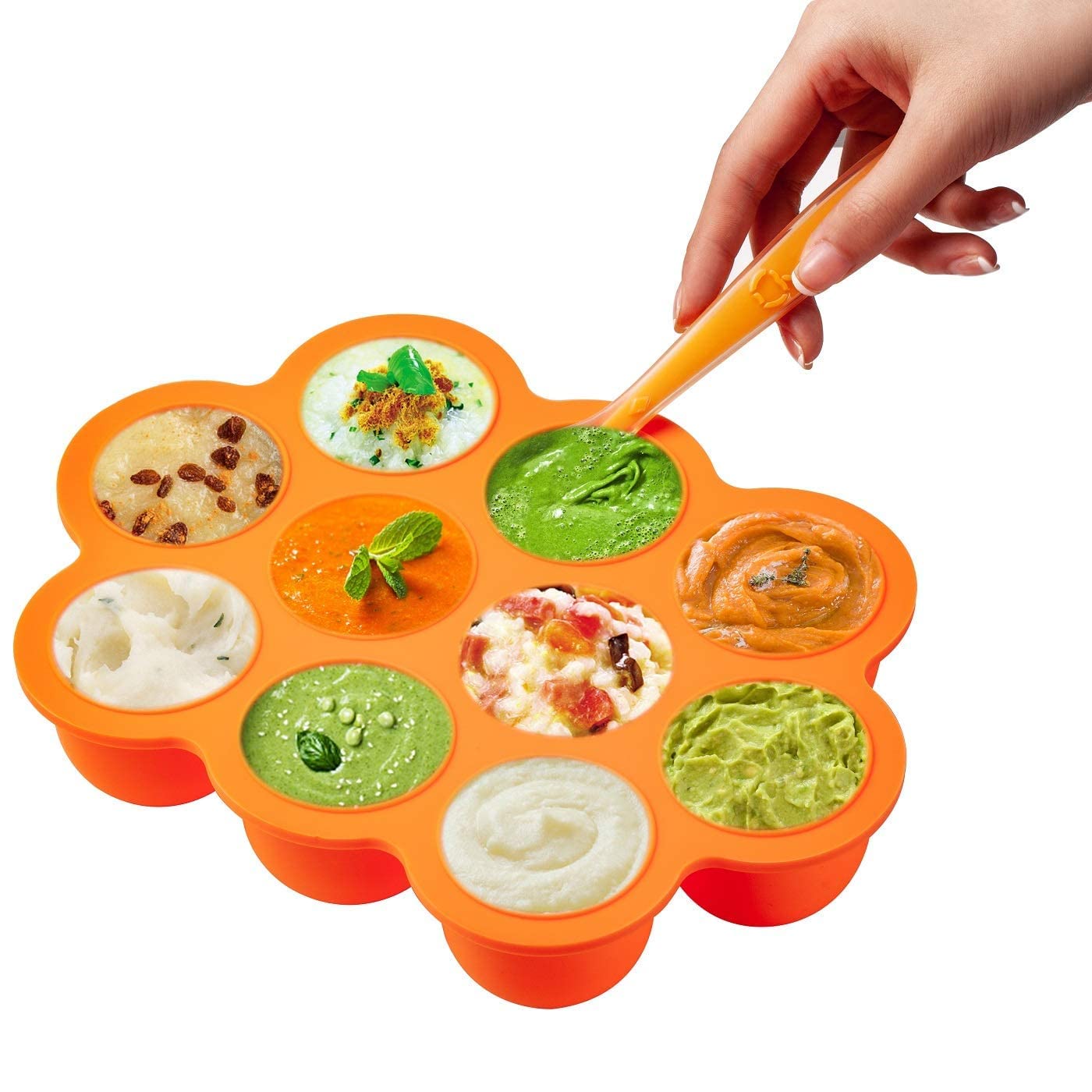 RAGYULA Silicone Baby Food Freezer Tray with Lid - BPA-Free, Dishwasher & Microwave Safe - Perfect for Homemade Puree Storage & Meal Prep (Orange, Pack of 1) | Ideal for Busy Parents & Baby-Led Weaning