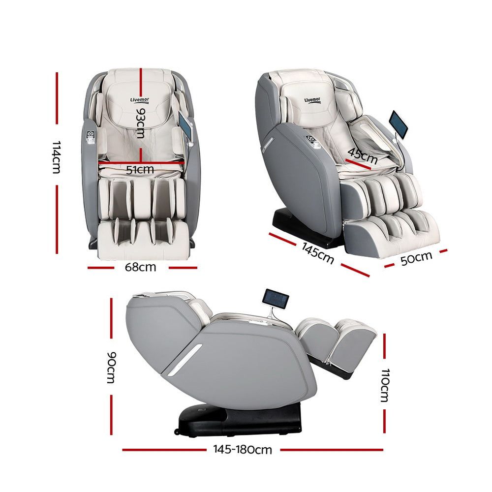 Livemor 4D Massage Chair with Electric Recliner - Full Body Shiatsu Massage for Home & Office - Perfect for Relaxation, Pain Relief & Stress Relief
