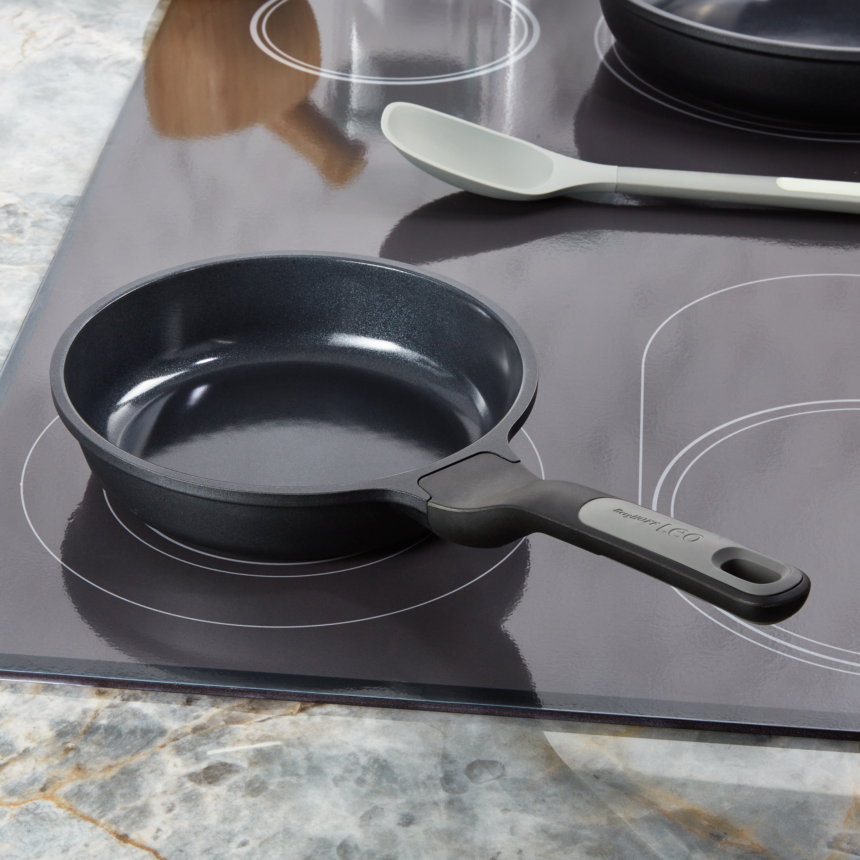 BergHOFF Leo Stone+ Nonstick Ceramic Aluminum Fry Pan 8 Inch - Eco-Friendly Recycled Cookware for Healthy Cooking | Perfect for Sautéing, Frying & Omelets