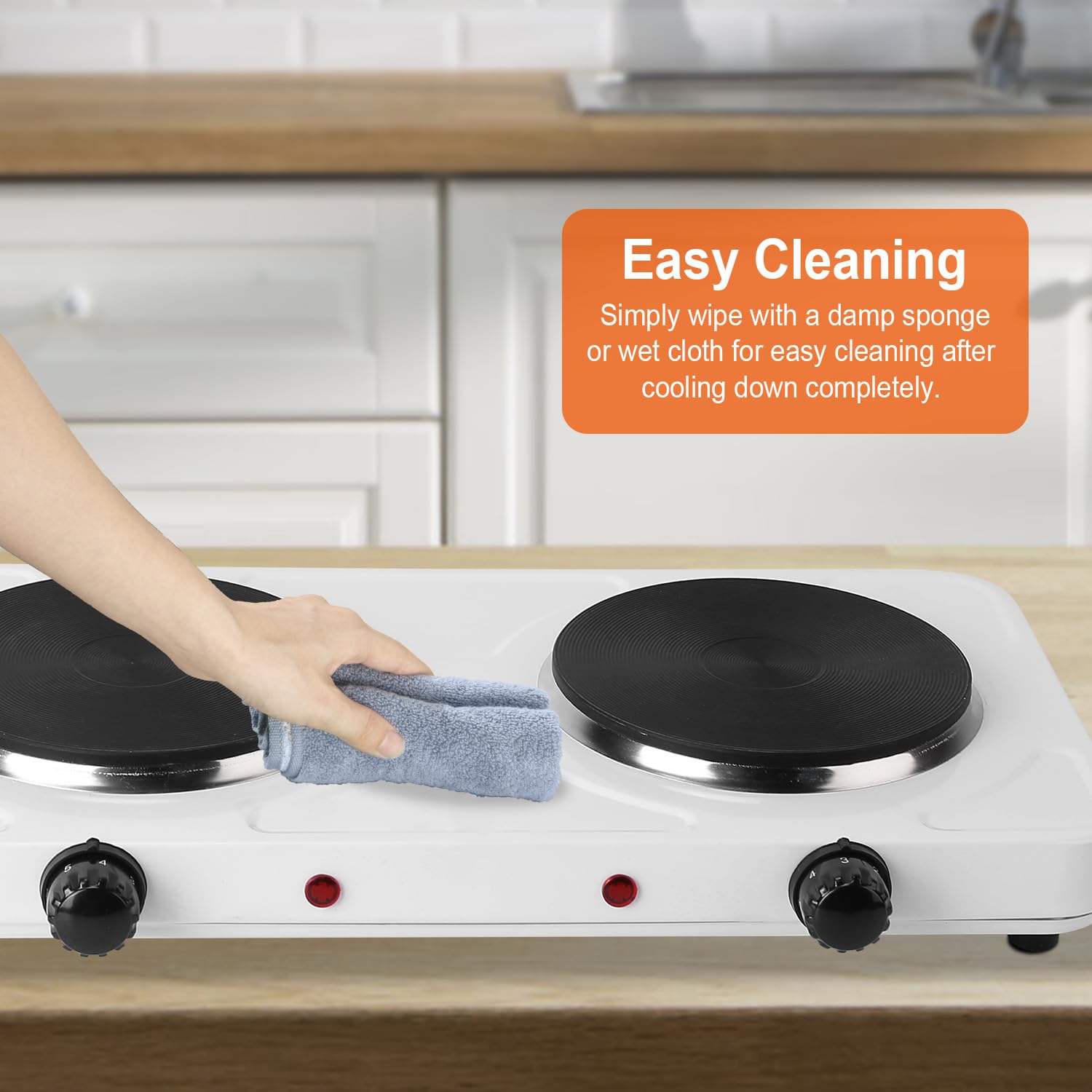 2000W Portable Induction Cooktop - Dual Burner Electric Hot Plate with 5-Level Temperature Control & Easy Clean Cast Iron Surface | Lightweight & Compact for Kitchen, Camping, RV & Outdoor Cooking | 110V