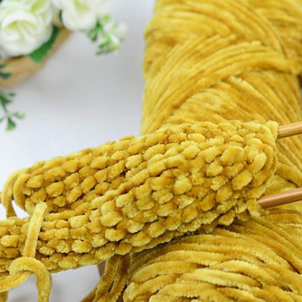10pcs Soft Hook Line Knitting Yarn - Gold Velvet Fluffy Chenille Yarn, Super Bulky Thick Crochet Thread for Sweaters, Scarves, Blankets & DIY Crafts (Perfect for Winter Accessories & Home Decor Projects)