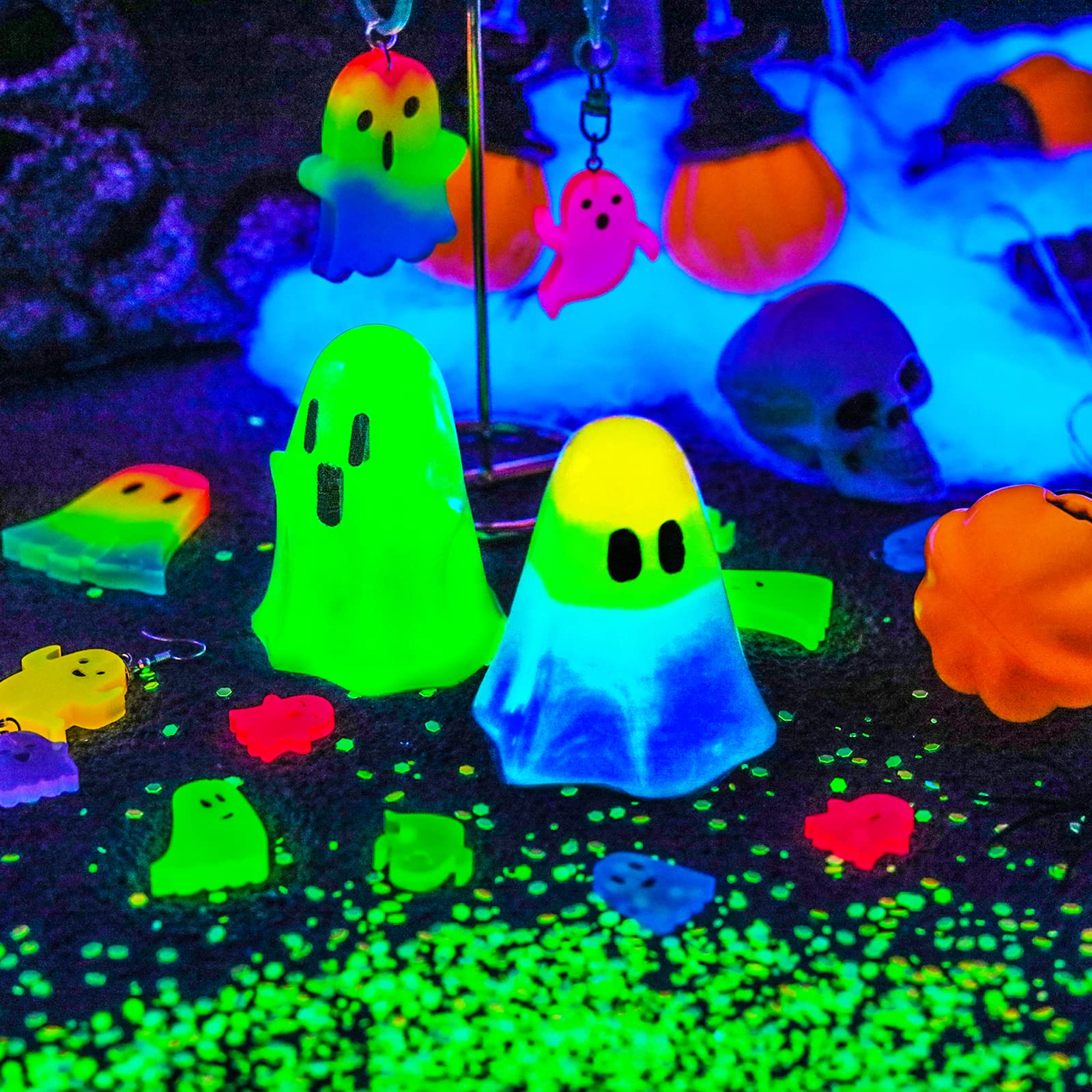 LET'S RESIN Ghost Shape Silicone Earring Molds for Epoxy Resin DIY - Includes Jump Rings & Accessories - Perfect for Halloween Jewelry, Keychains & Spooky Home Decor