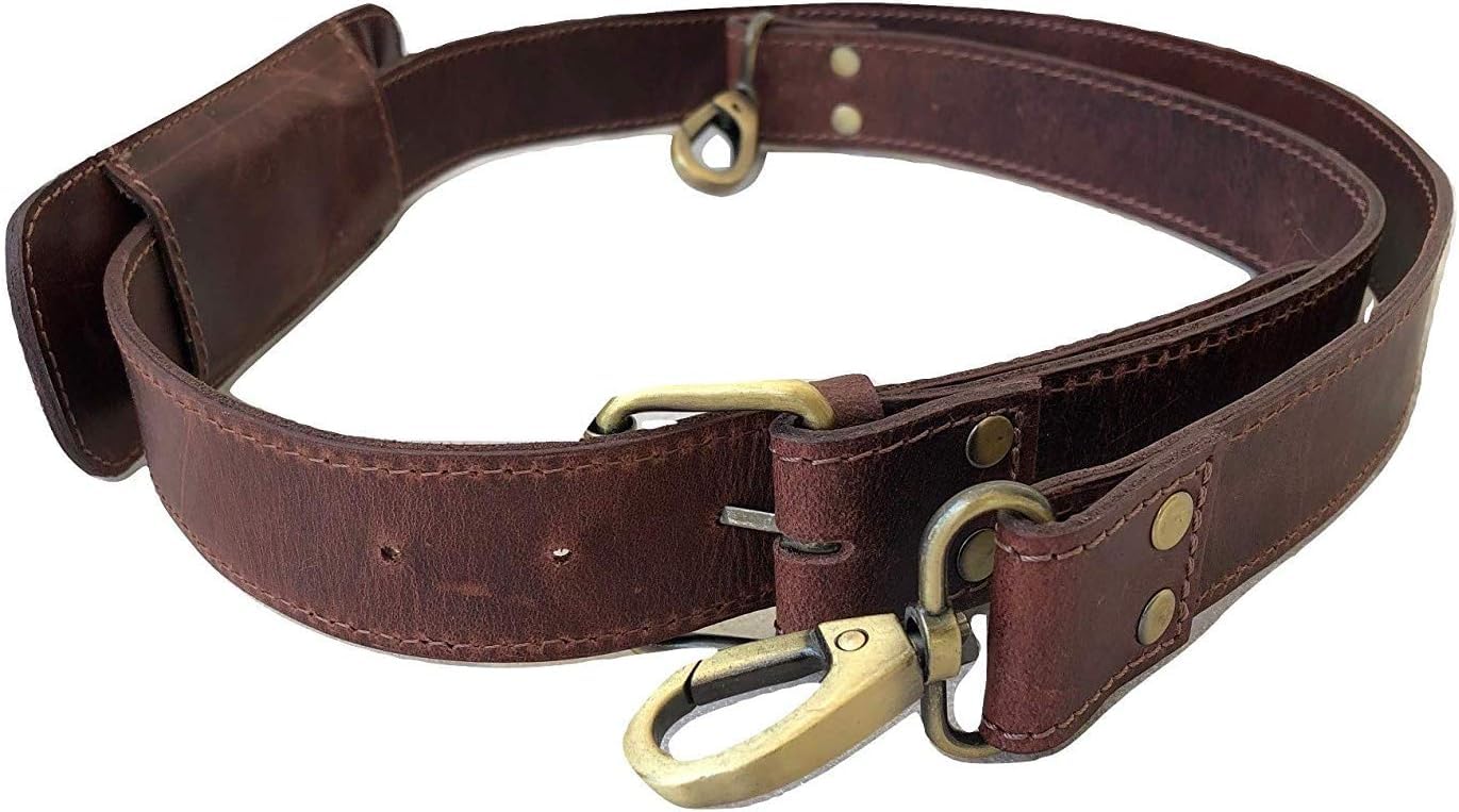 Vintage Brown Leather Shoulder Strap Belt Replacement - Adjustable with Metal Swivel Hook | Compatible with Handbags, Duffel Bags, Messenger Bags, Briefcases & Totes | Perfect for Work, Travel & Everyday Carry Accessories
