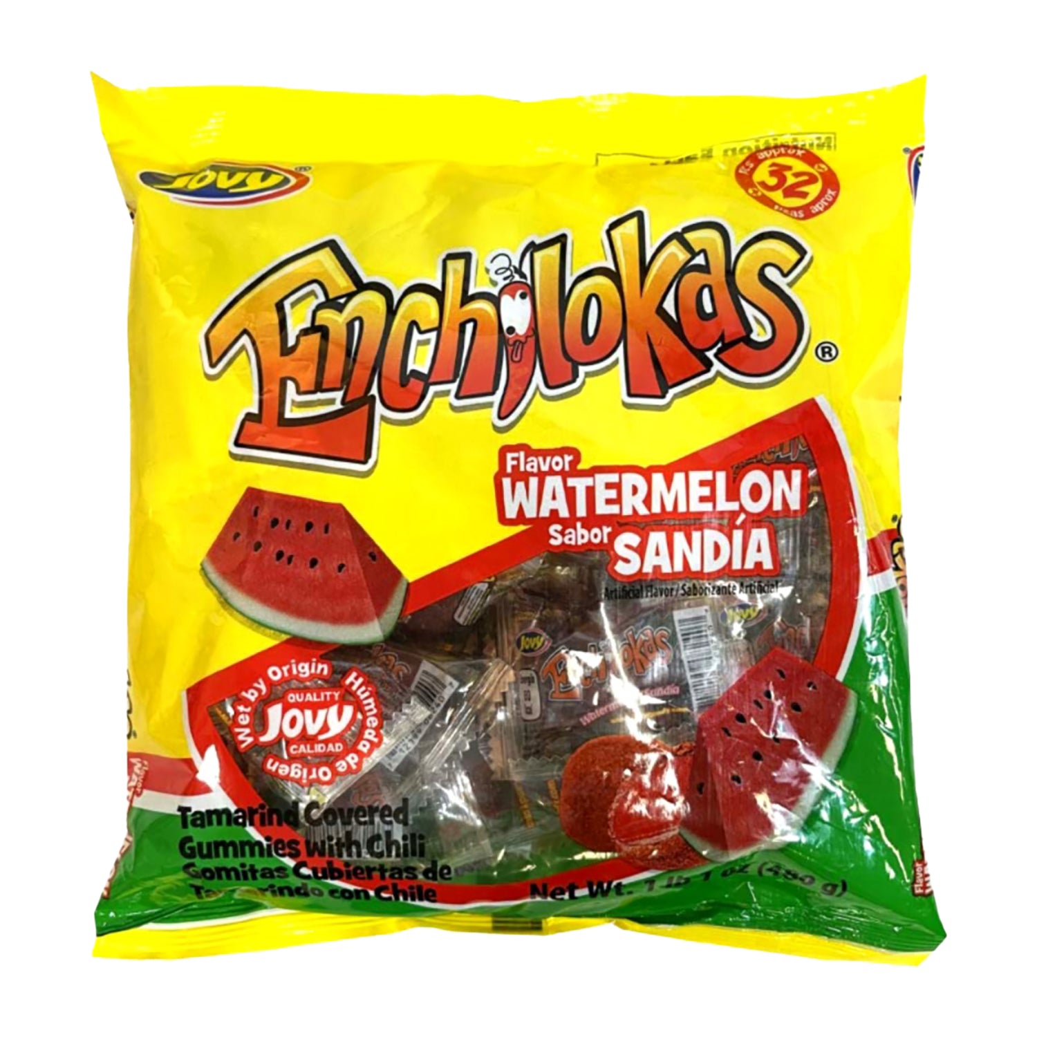 Jovy Enchilokas Watermelon Candy - 32 Count Bag | Sweet & Tangy Mexican Treats for Parties, Snacks & Gifting