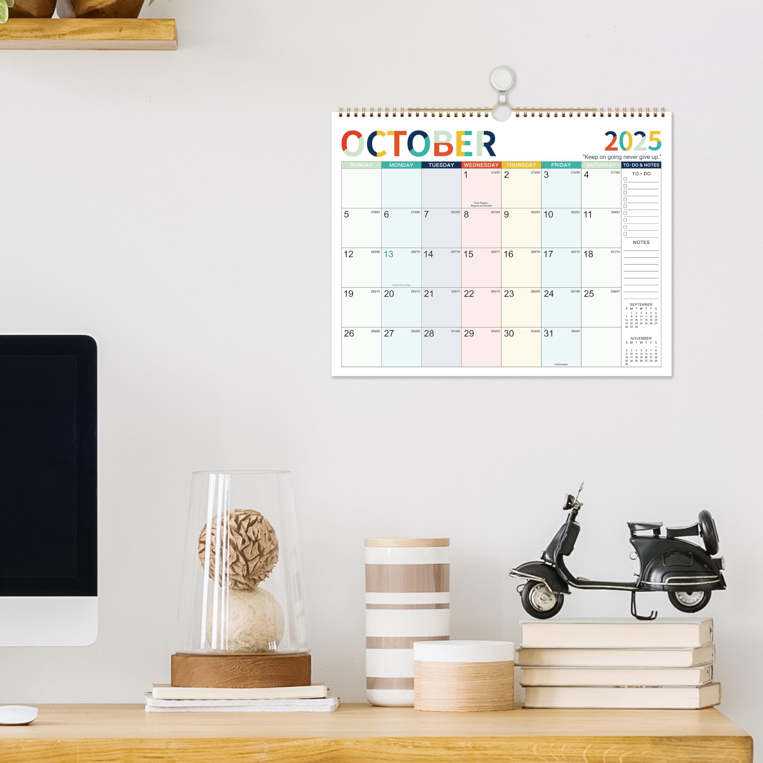 2025-2026 Wall Calendar with Julian Dates - 18 Month Large Planner (January 2025 to June 2026) - 14.8