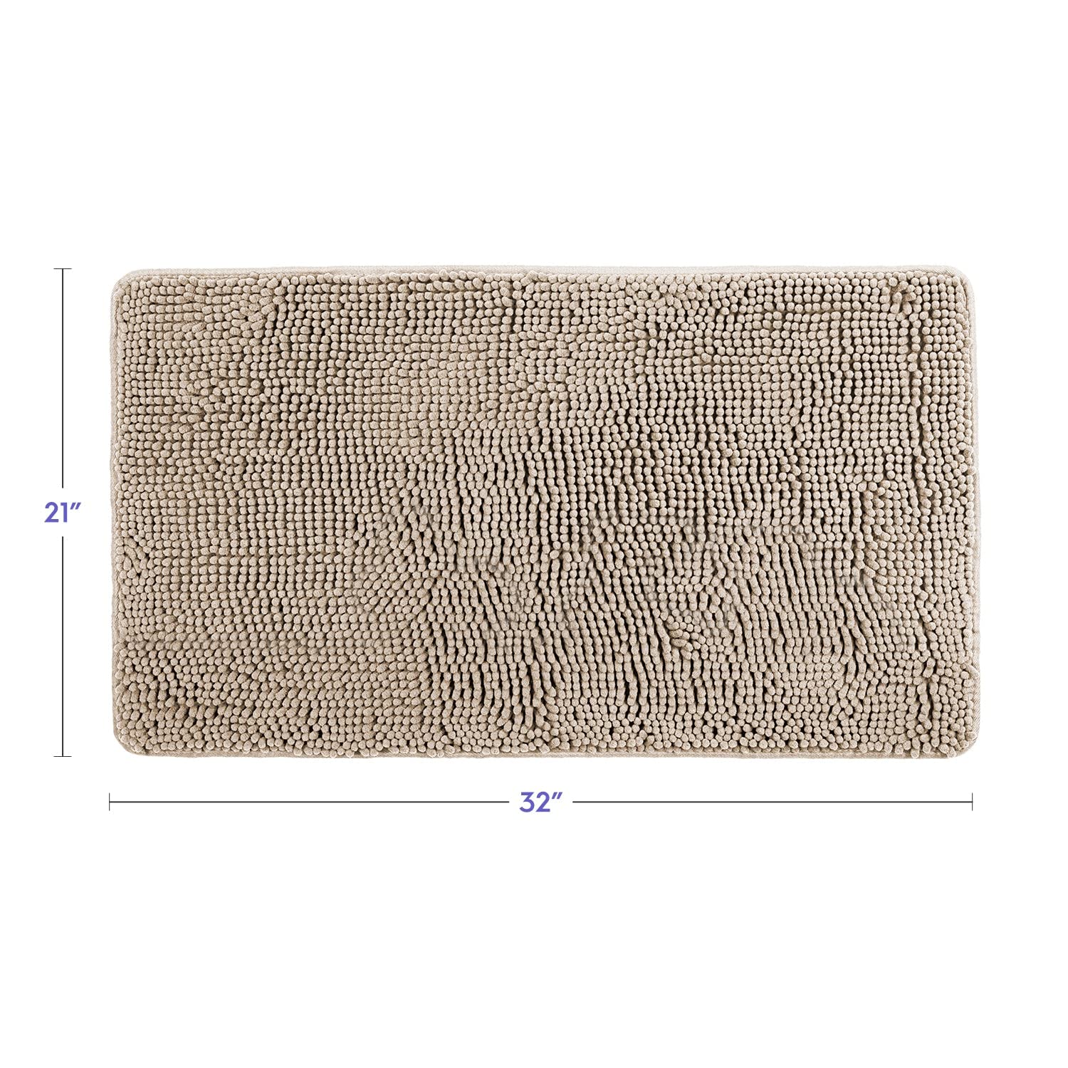 Premium Tafts Bathroom Rugs - Ultra Soft Chenille Microfiber Bath Mat with Extra Thick Memory Foam, Highly Absorbent & Machine Washable, Non-Slip Shaggy Floor Mat for Bathroom (21
