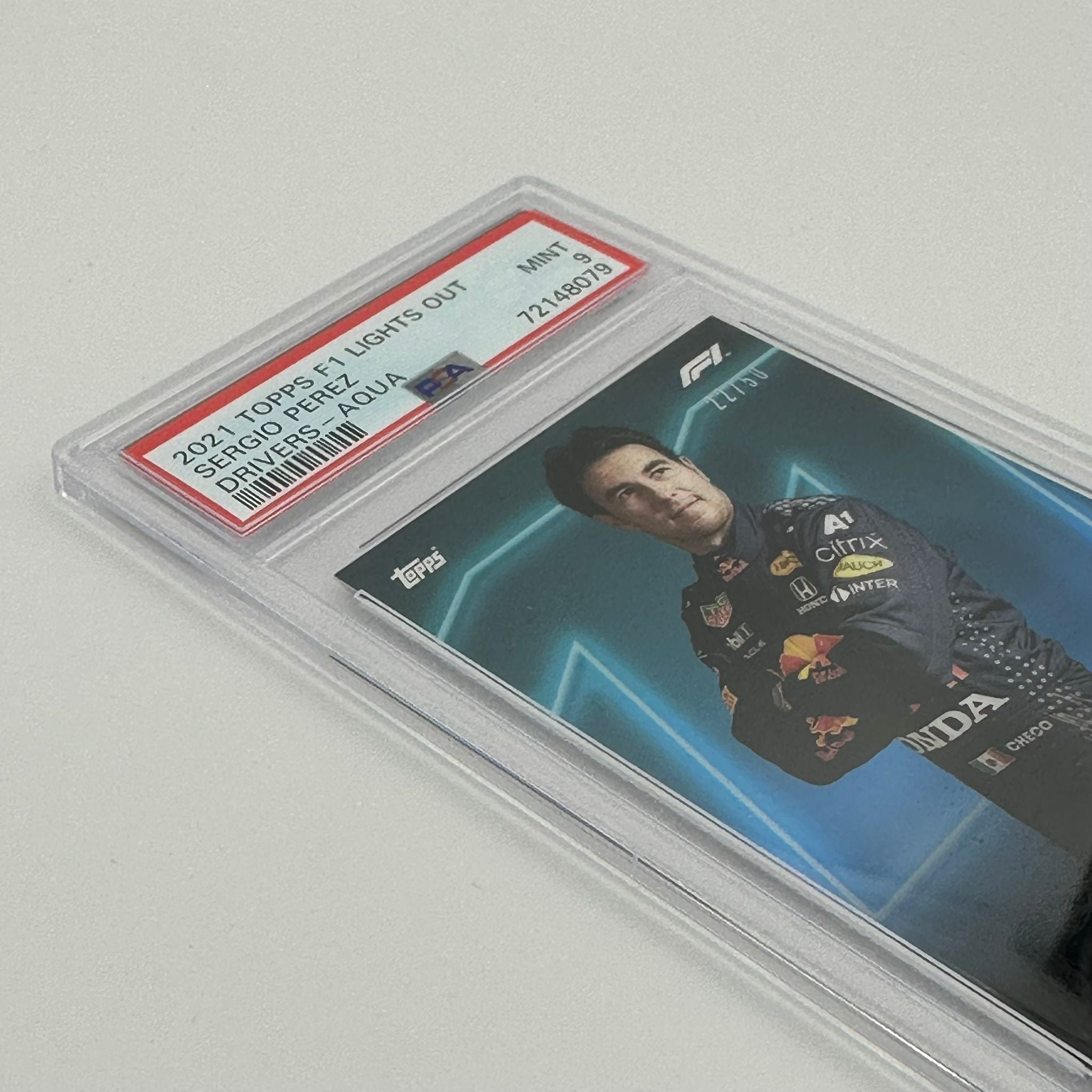 PSA 9 Graded 22/50 Sergio Perez F1 Drivers Aqua Parallel Racing Card - Perfect for Collectors, Fans & Sports Memorabilia Displays