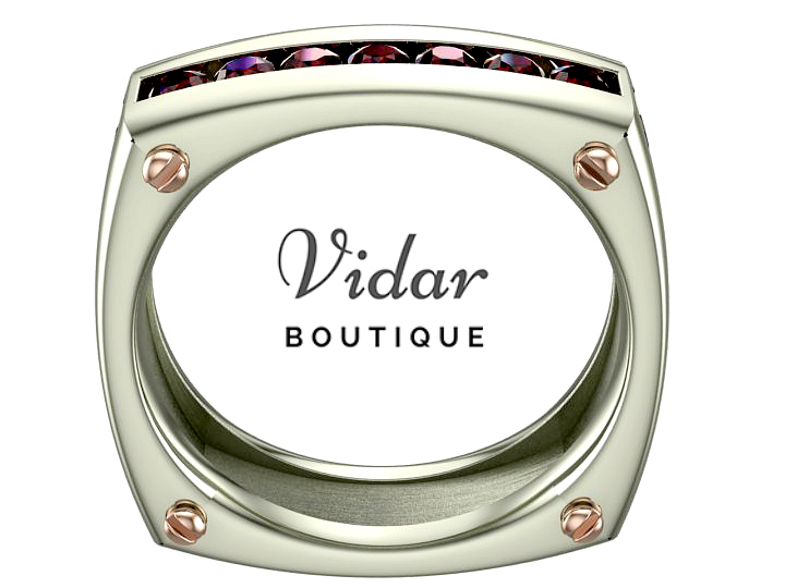 Ruby White Rose Gold Men's Wedding Band Ring - Elegant & Durable for Engagement, Anniversary & Special Occasions