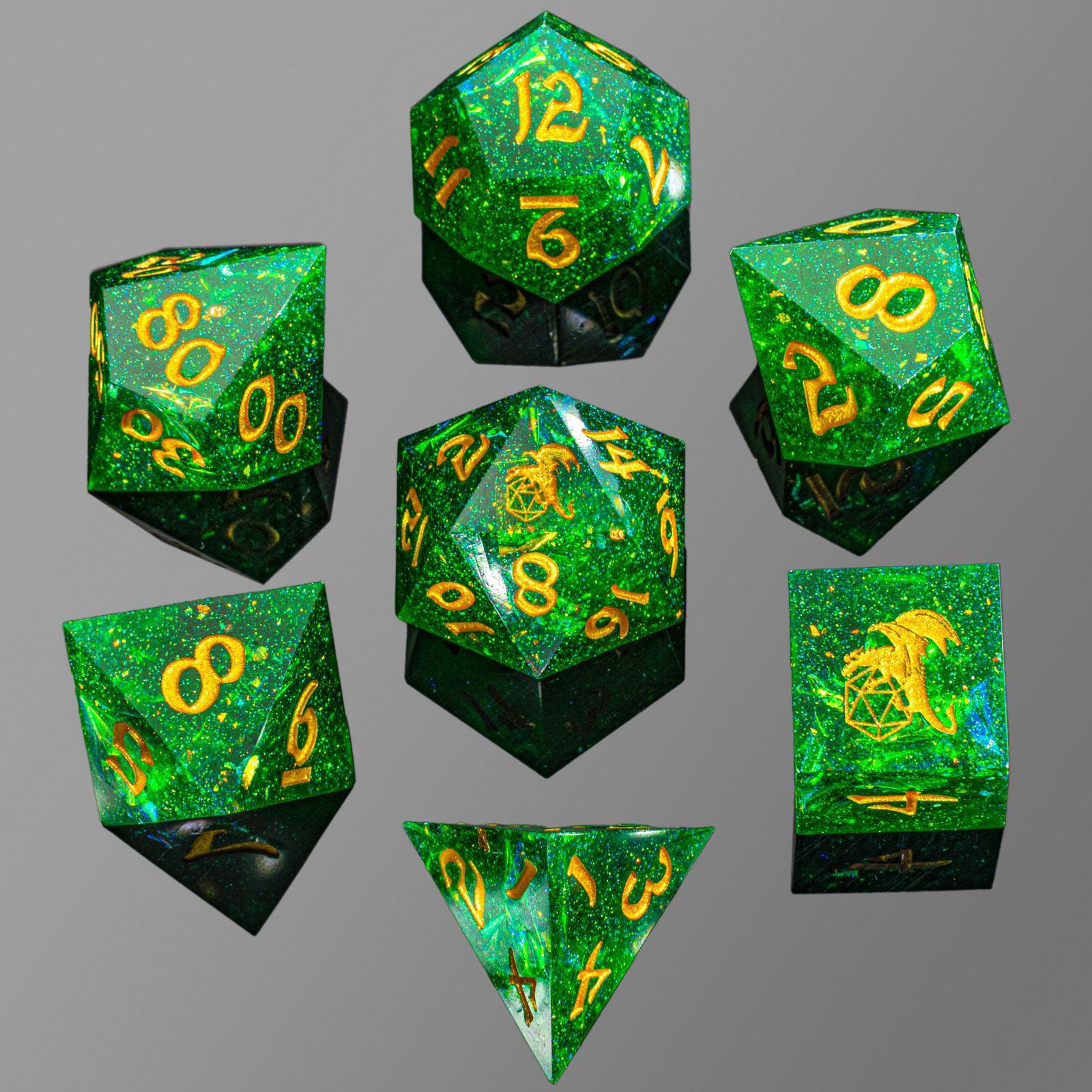 Captured Magic: Green (7 Dice RPG Set) - Perfect for Dungeons & Dragons, Pathfinder & Tabletop Roleplaying Games
