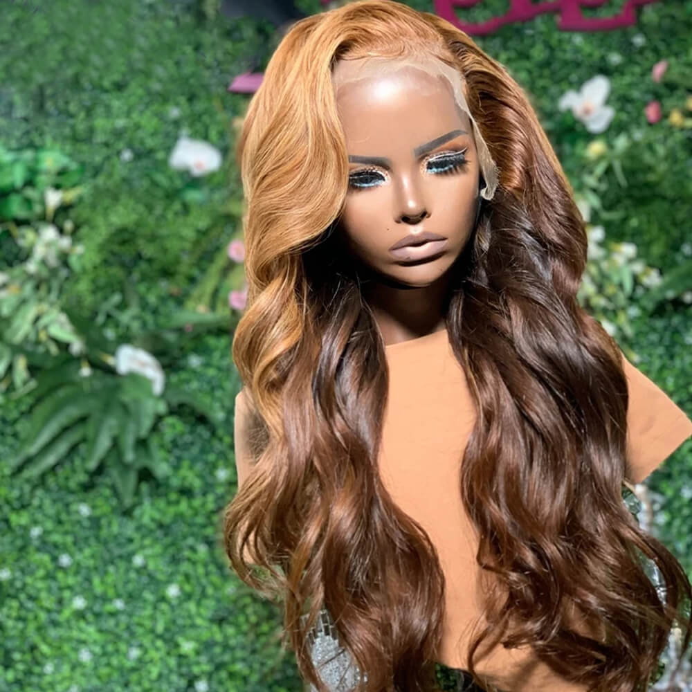 Eullair Ombre Brown Body Wave & Water Wave Lace Front Wig - Natural Looking Human Hair Frontal for Women | Perfect for Daily Wear, Parties & Special Occasions
