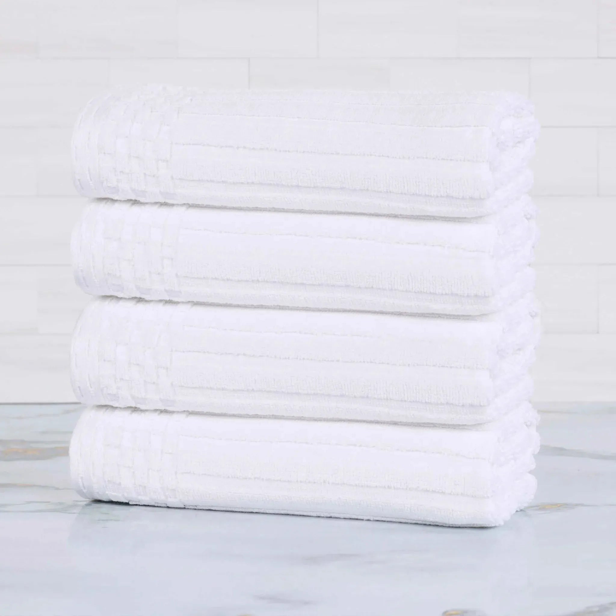 Premium Soho Ribbed Cotton Hand Towel Set - 4-Piece Ultra Absorbent Bath Towels for Kitchen, Bathroom & Gym - Soft & Quick-Drying