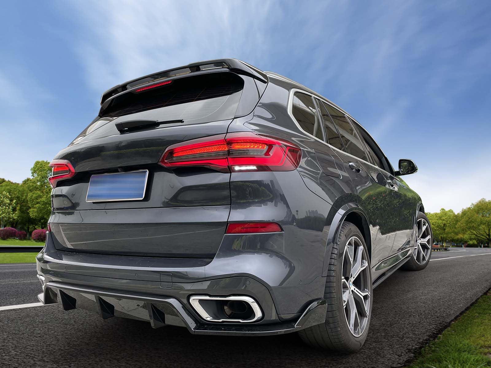 IKON MOTORSPORTS Gloss Black Roof Spoiler for 2019-2025 BMW G05 X5 (Excludes X5M/X5M Competition) - HM Style Rear Roof Lip Wing Body Kit - ABS Plastic - Enhance Your X5's Sporty Look for Street & Show Car Builds