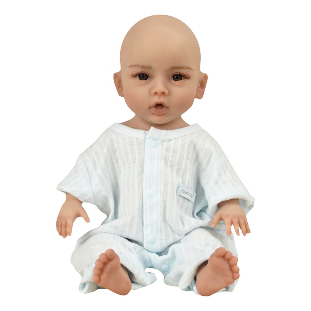 SUAISKR 18 Inch Realistic Reborn Baby Doll - Lifelike Handmade Silicone Toddler Boy with Full Body & Skeleton (White) | Perfect for Collectors, Photography Props, and Therapy Use