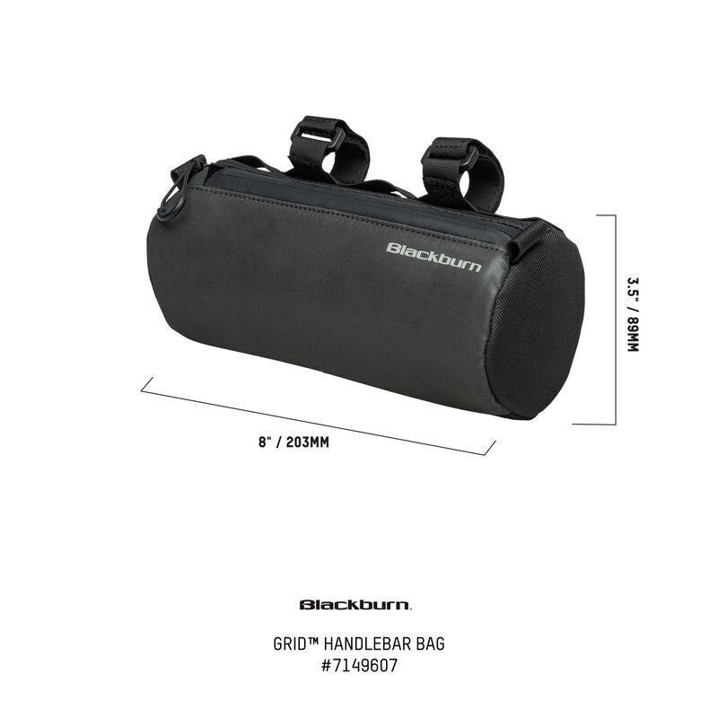 BlackBurn Grid Handlebar Bag - Waterproof Bike Handlebar Bag for Cycling, Hiking & Commuting - Compact & Durable Bicycle Accessory for Road & Mountain Bikes