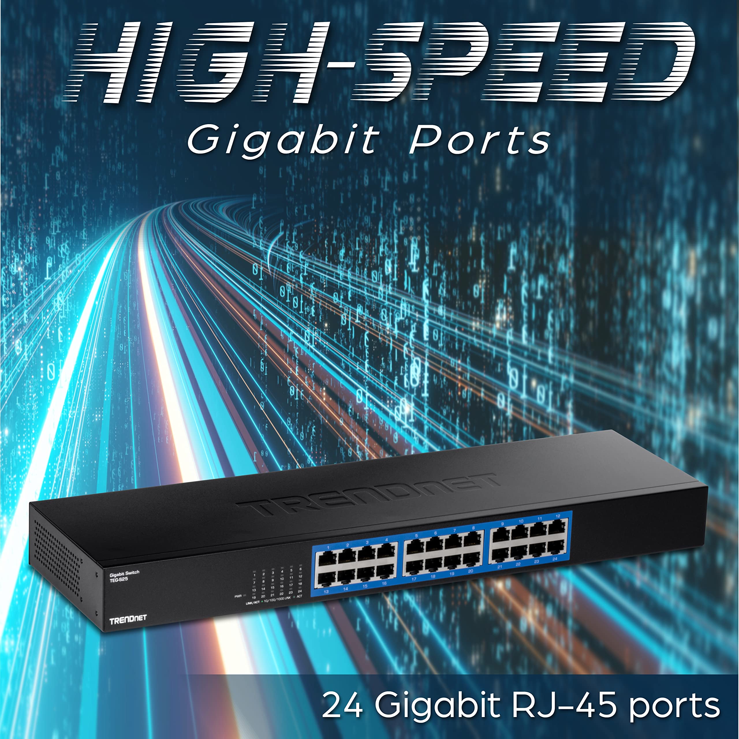 TRENDnet TEG-S25 24-Port Gigabit Ethernet Switch | 48Gbps Switching | Fanless Metal Design | Lifetime Warranty | Ideal for Home Office, Small Business & Gaming Network Setup