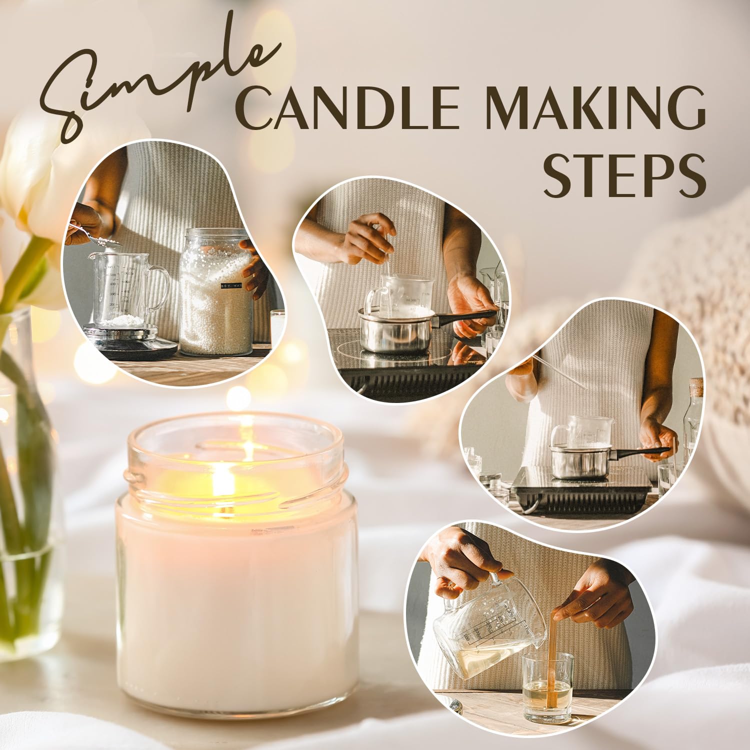 Premium Organic Soy Wax for Candle Making - 100% Natural, Pure & Additive-Free Farm-Grown Soy Candle Wax (10lb) - Perfect for DIY Candles, Aromatherapy & Home Fragrance