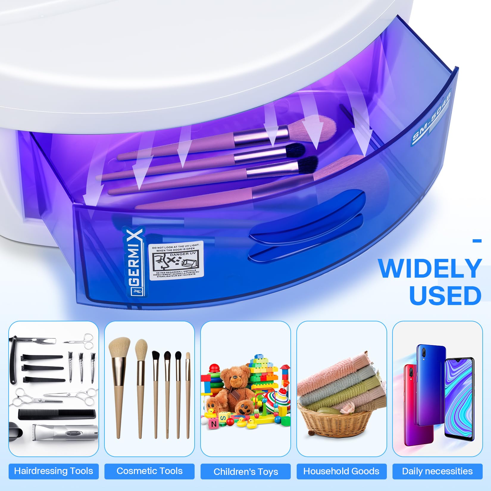 LXIANGN Large Capacity 8W UV Nail Tool Sterilizer Box - Professional Nail Art Equipment Cleaner & Disinfector for Salons, Barbershops & Home Use - Sanitizes Nail Clippers, Scissors, Nipper & Manicure Tools