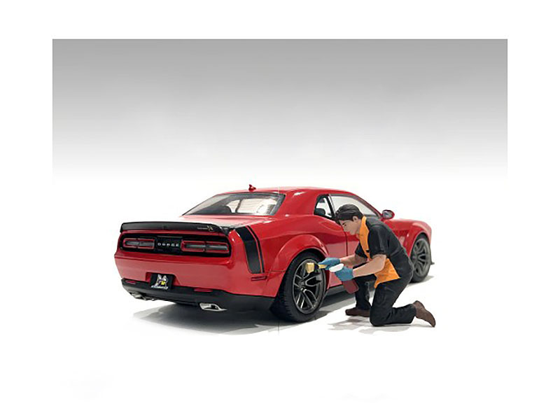 American Diorama 1/18 Scale Model Wheel Cleaning Detail Masters Figure 1 - Perfect for Car Model Displays, Dioramas, and Collectors