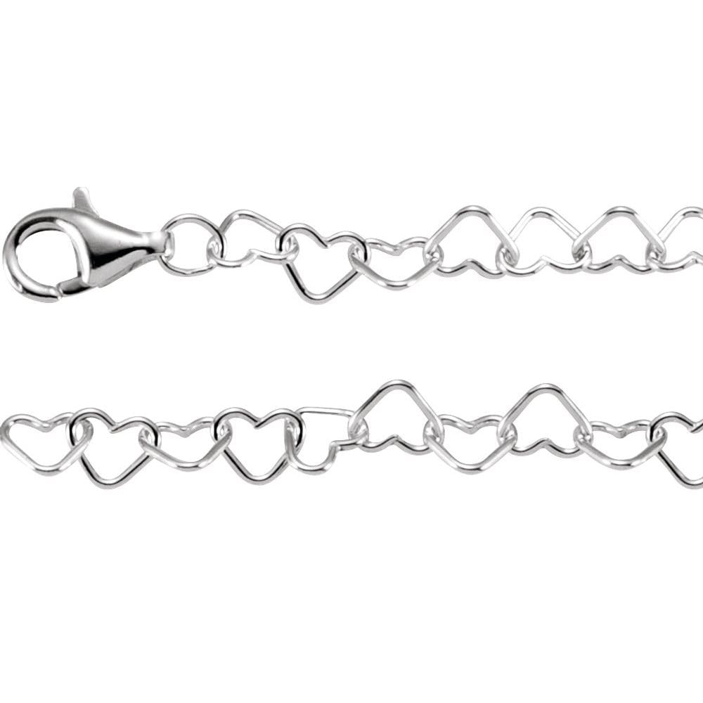 Sterling Silver Heart Link Chain Bracelet for Women - Dainty & Elegant Fine Jewelry Gift for Her, 7.25 Inch Adjustable - Perfect for Valentine's Day, Anniversary, Birthday & Everyday Wear