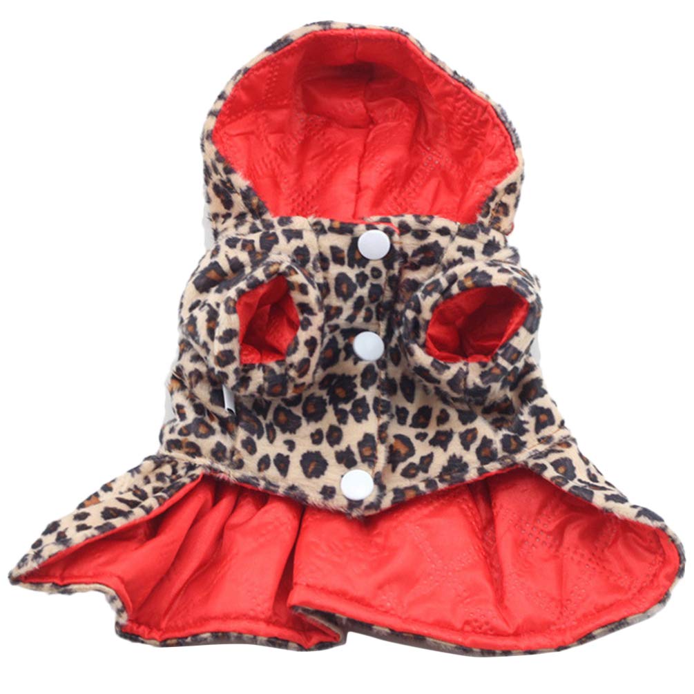 Balacoo Warm Leopard Print Dog Hoodie & Tutu Skirt Set - Cozy Winter & Autumn Pet Costume for Small Dogs (Size XS) - Perfect for Outdoor Walks, Photo Shoots & Holiday Parties