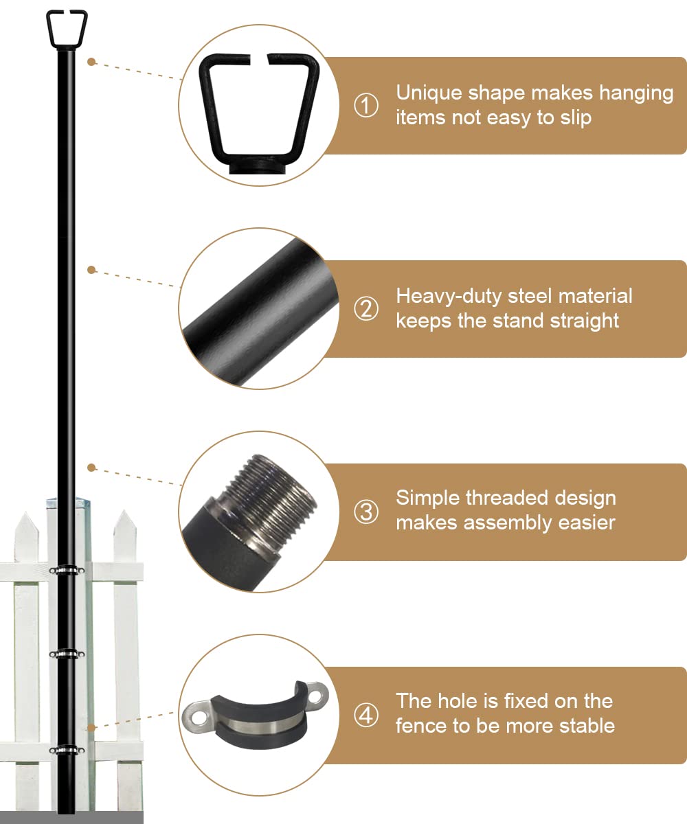 Queension 10FT Outdoor String Light Poles (2 Pack) - Heavy Duty Garden, Backyard & Patio Lighting Stand for Parties, Weddings, Bistro & Cafe Decor - Perfect for Creating Ambient Lighting in Outdoor Spaces