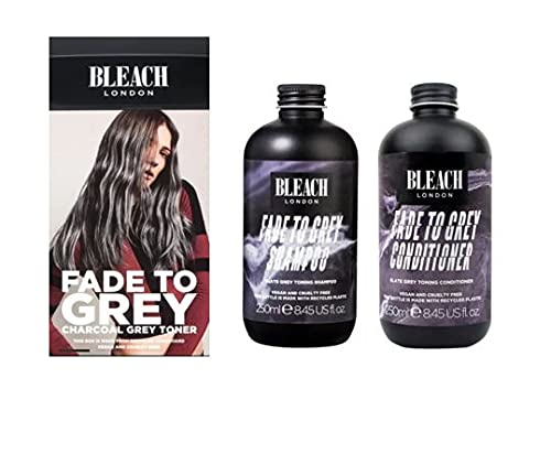 Bleach London Fade to Grey Hair Kit - Toning Kit with Fade to Grey Shampoo & Conditioner (250ml Each) for Silver & Gray Hair Maintenance - Perfect for At-Home Salon Treatments & DIY Hair Coloring