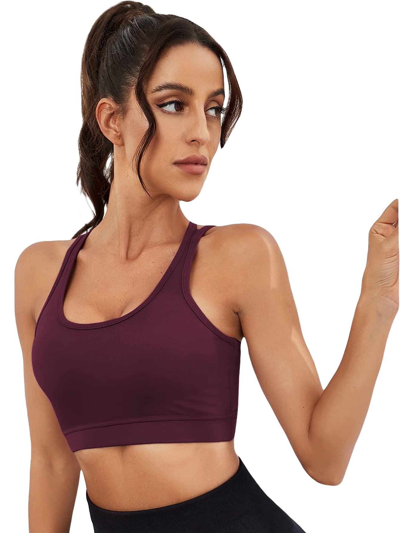 Milumia Women's Criss Cross High Support Padded Sports Bra - Yoga Workout Crop Tank Top for Running, Gym & Activewear