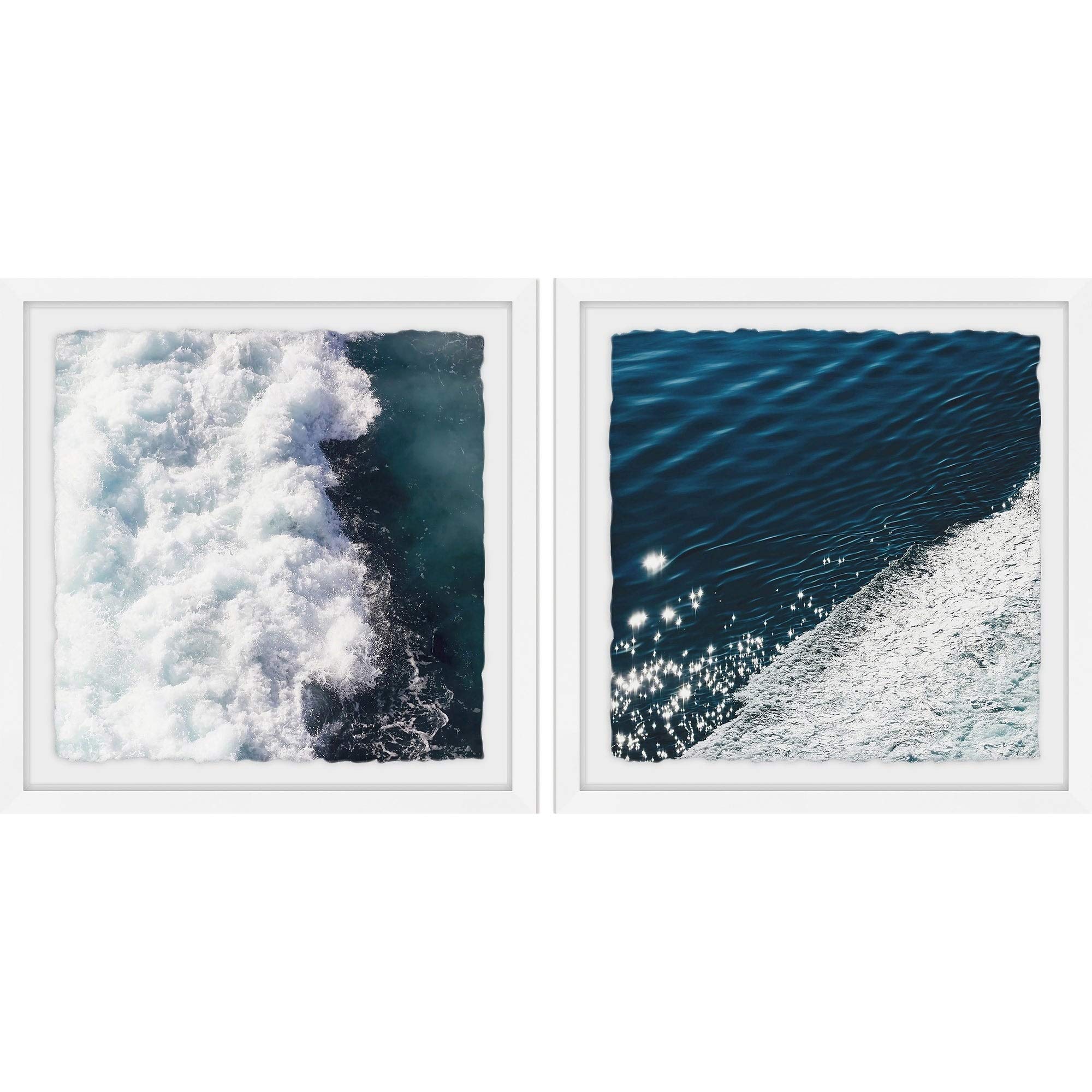 Handmade Beach Waves Diptych Wall Art - 64 x 32 Inches Coastal Decor for Living Room, Bedroom & Office | Marmont Hill Inc.