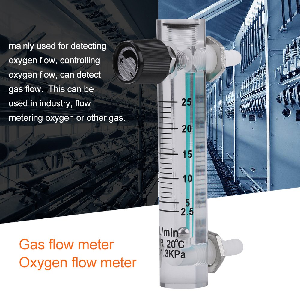 Oxygen Flow Meter 2.5-25LPM with Control Valve for Oxygen, Air & Gas - Medical, Industrial & Home Use - Precise Flow Measurement for Respiratory Therapy, Welding & Laboratory Applications