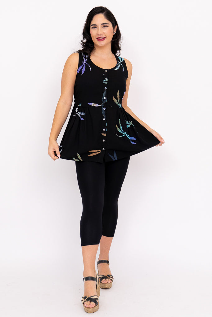 Cleo Top Women's Fashion Blouse | Dragonfly Glow Print Elegant Shirt for Casual Wear & Summer Outfits