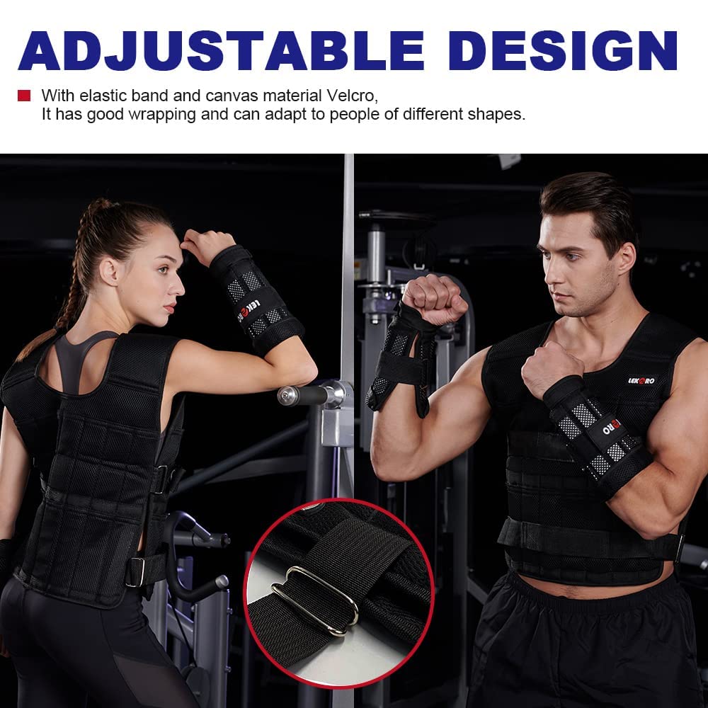 44LB Adjustable Weighted Vest for Men & Women - Workout Training Fitness Vest with 96 Steel Plates - Perfect for CrossFit, Running, Strength Training & Home Gym Exercises
