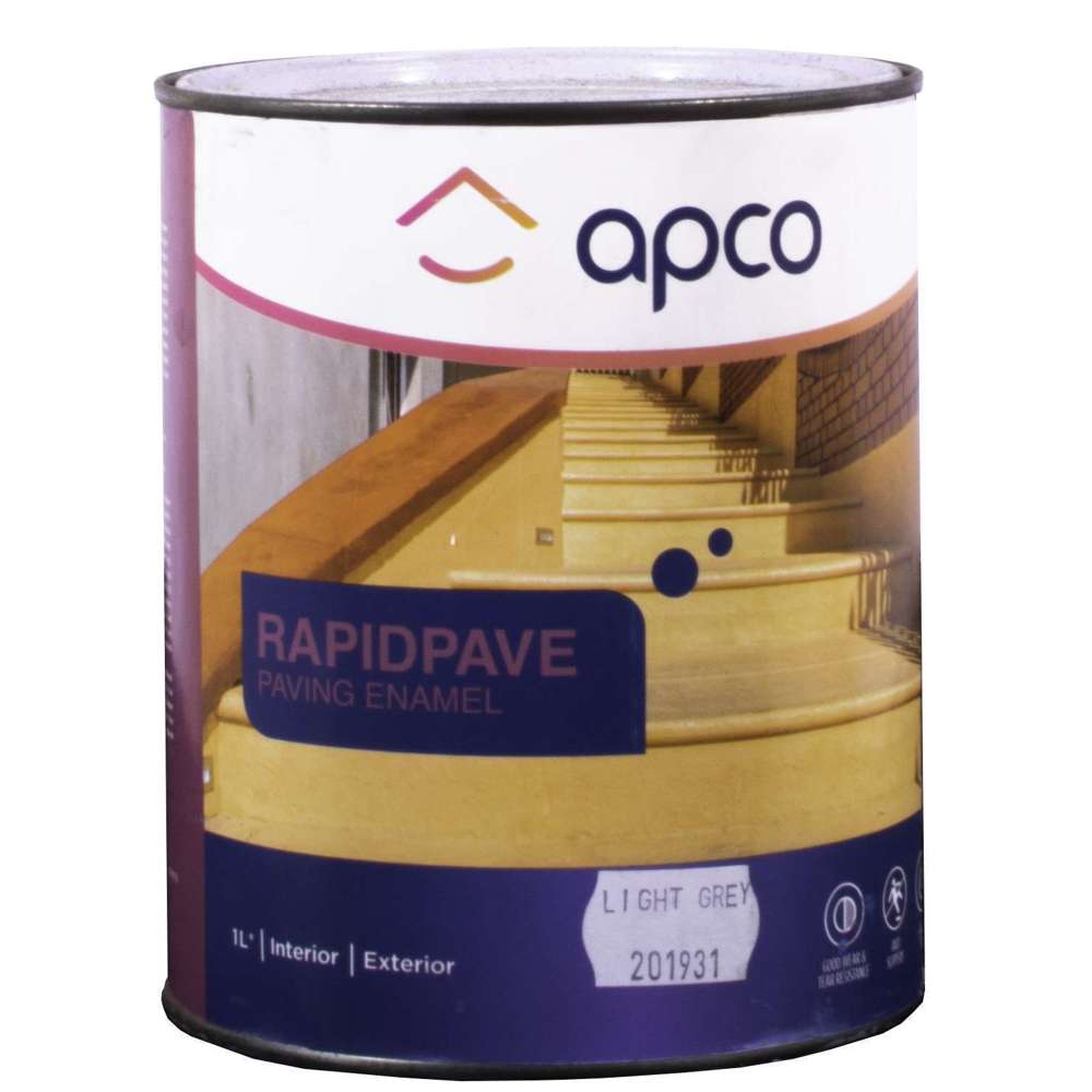 Apco RapidPave Matt Enamel Grey 1L - High-Quality Floor Paint for Garages, Basements & Workshops - Durable, Fast-Drying Concrete Coating for DIY Projects & Home Renovations