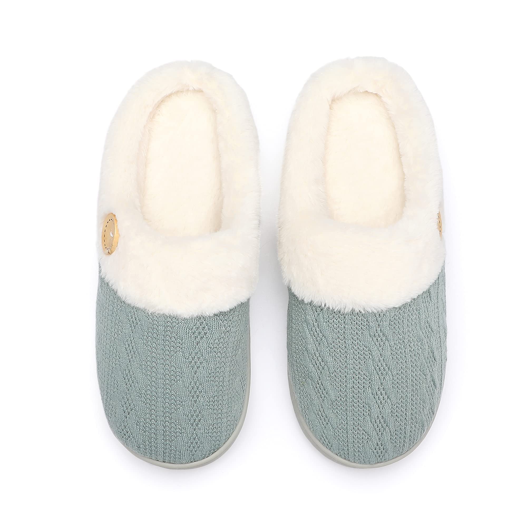 Women's Fuzzy Comfy Warm House Slippers - Soft Plush Knitted Indoor/Outdoor Winter Slippers for Women | Perfect for Lounging at Home, Running Errands & Cold Weather Comfort