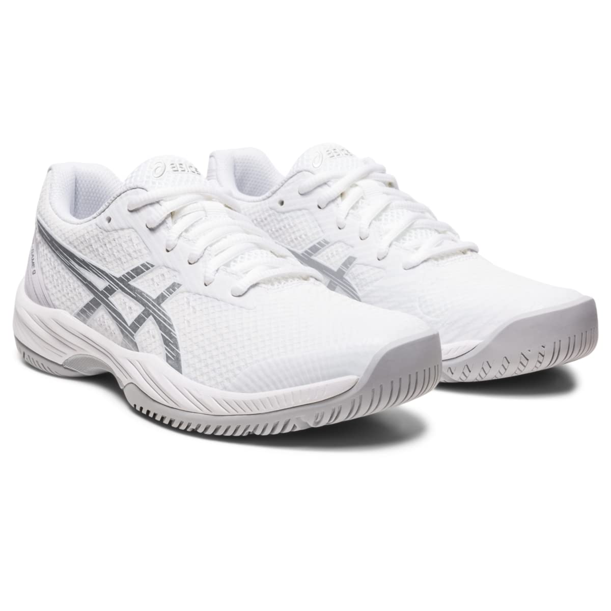 ASICS Women's Gel-Game 9 Tennis Shoes - White/Pure Silver - Size 6.5 - Lightweight & Supportive Court Shoes for Women's Tennis, Training & Casual Wear