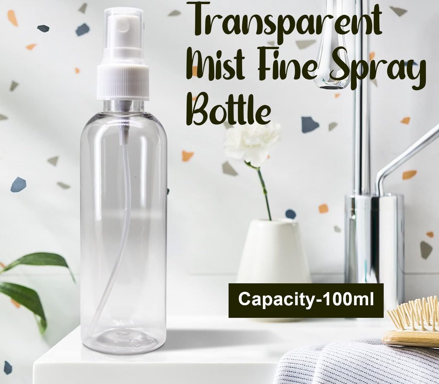 ANSHEZ® 4-Pack 100ml Refillable Empty Spray Bottles - Fine Mist Sprayer for Face, Perfume, Sanitizer | Plastic Spray Bottles for Cleaning, Travel, Home Care (Transparent) - Perfect for Skincare, Haircare & Household Use