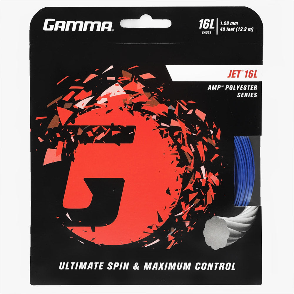 Gamma Jet 16L/1.28mm Blue Tennis String - High Performance Polyester String for Tennis Rackets | Perfect for Competitive Play & Stringing Machines